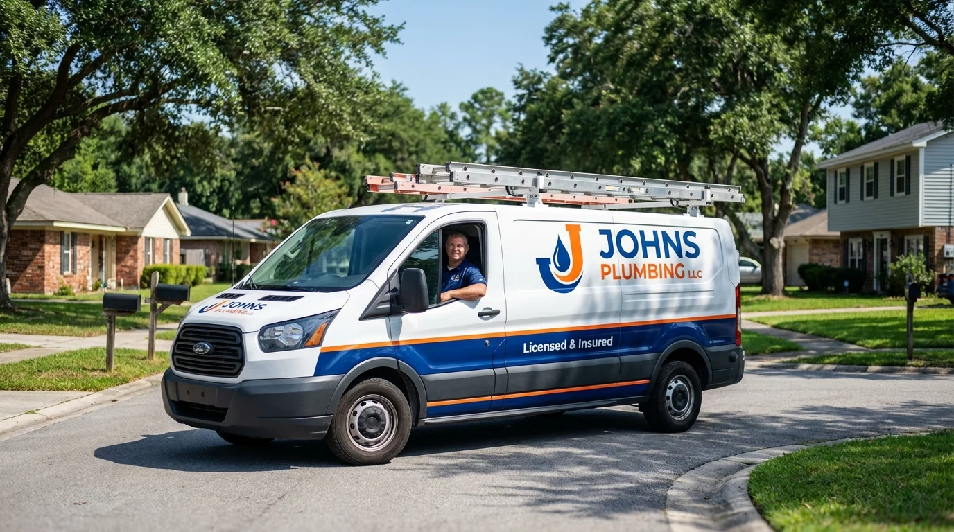 Johns Plumbing LLC service van in Deweyville, TX