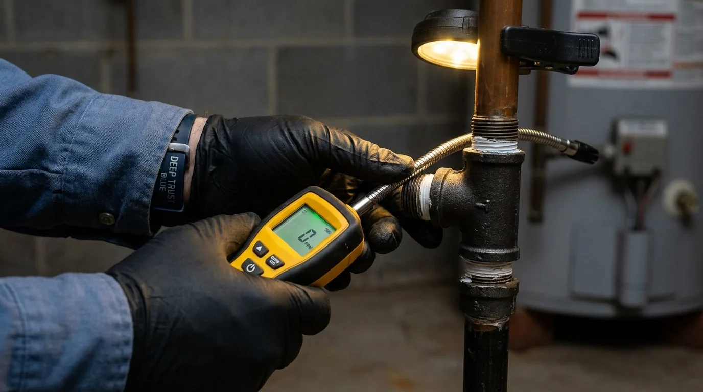 Gas leak detection with electronic sniffer by Johns Plumbing LLC in Deweyville