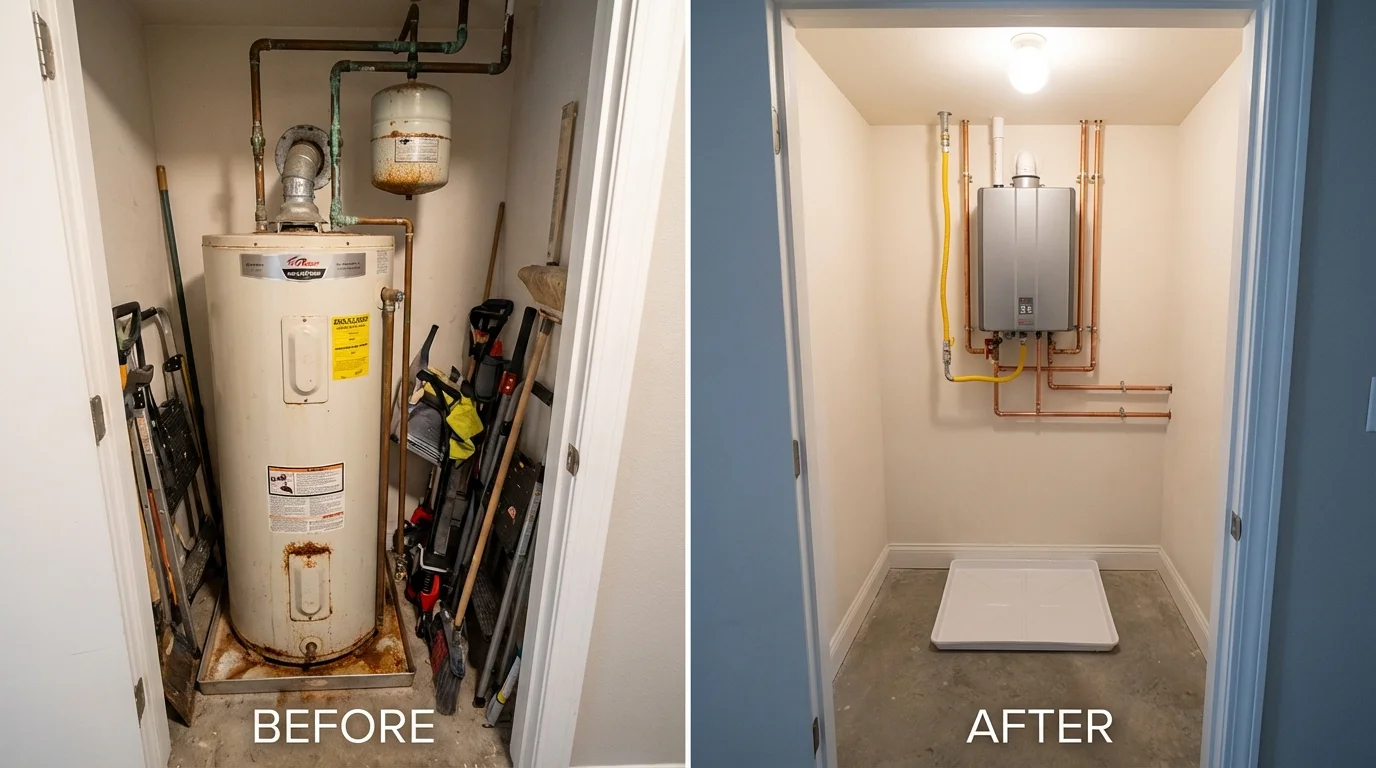 Tank water heater versus wall-mounted tankless unit comparison for Deweyville, TX homeowners